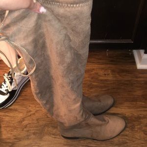Tan colored knee high fall boots!